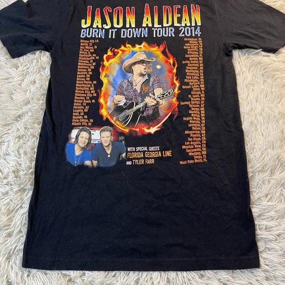 Jason Aldean 2014 "Burn It Down Tour" T-Shirt Black - Small - Picture 2 of 6